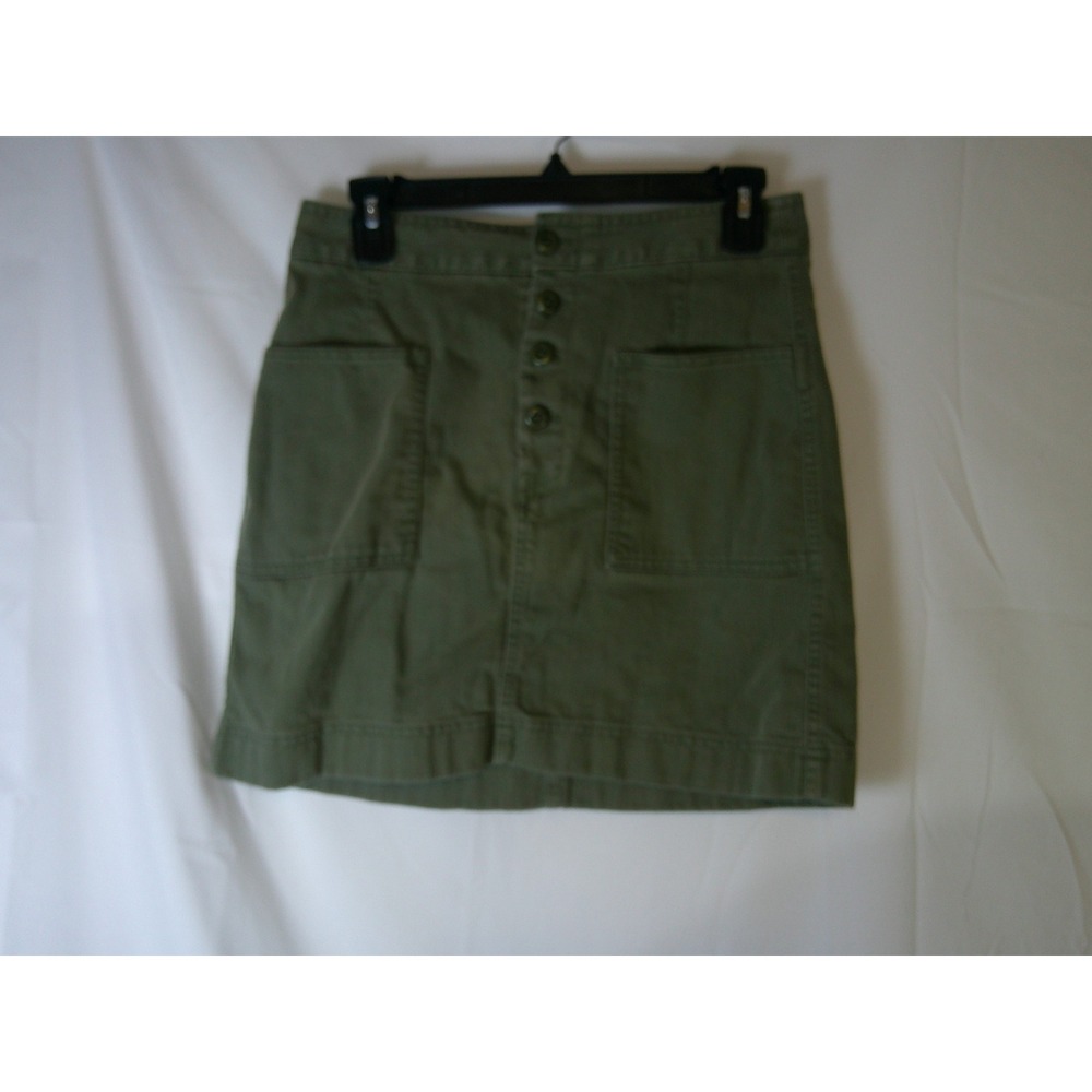 GAP Womens Olive Green Cotton Twill Button Fly Utility Mini Skirt Size 6